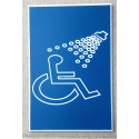 plaque adhésive "ACCES HANDICAPÉ DOUCHE" pictogramme bleu marine