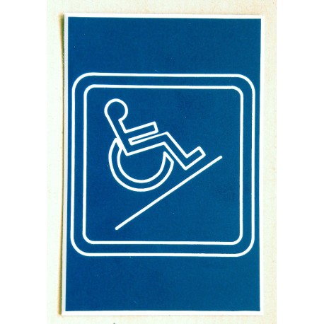 plaque adhésive "ACCES HANDICAPÉ RAMPE" pictogramme bleu marine