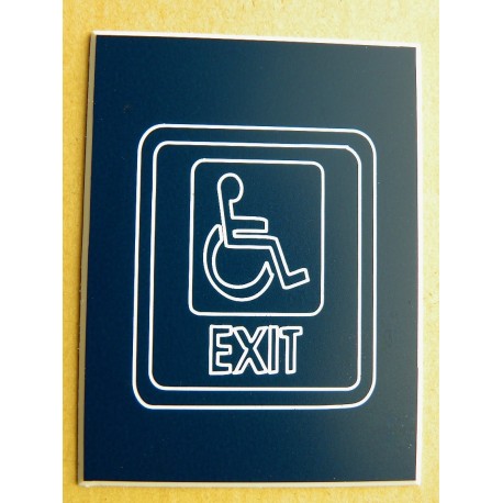 plaque adhésive "SORTIE HANDICAPÉ" pictogramme bleu marine