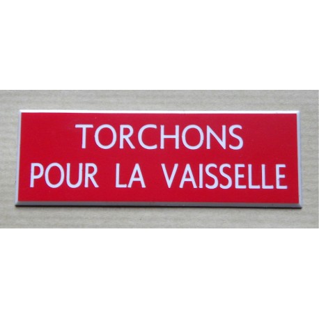plaque adhésive "TORCHONS POUR LA VAISSELLE" rouge