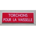 plaque adhésive "TORCHONS POUR LA VAISSELLE" rouge