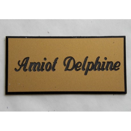 plaque de porte personnalisée "calligraphie" dorée format 48 x 100 mm 1 ligne.
