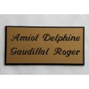 plaque de porte personnalisée "calligraphie" dorée format 48x100 mm 2 lignes.