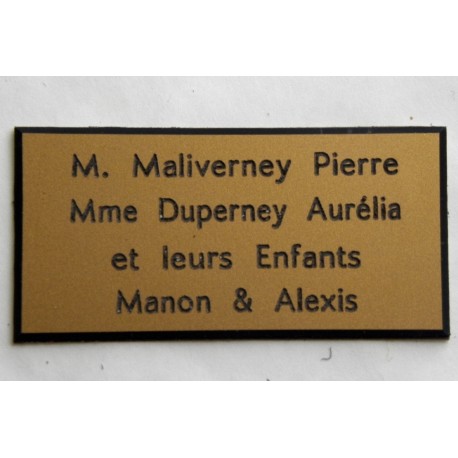 plaque de porte dorée format 48x100 mm personnalisable 4 lignes