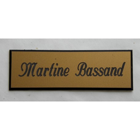 plaque de porte personnalisée "calligraphie" dorée format 50 x 150 mm 1 ligne
