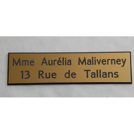 plaque de boite aux lettres standard format 25 x 93 mm 2 lignes dorée