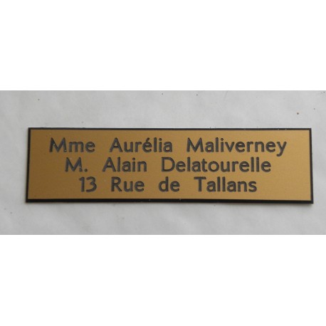 Plaque de boîte aux lettres standard 3 lignes premier prix personnalisée expédition en 24 heures
