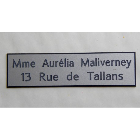 plaque de boite aux lettres standard format 25 x 93 mm 2 lignes argenté