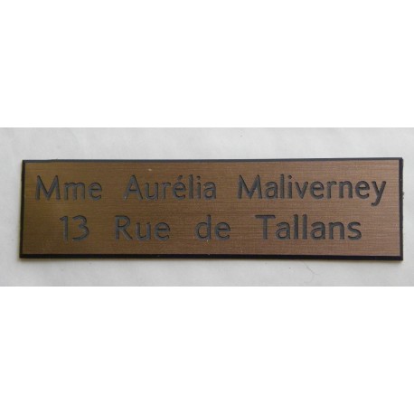 plaque de boite aux lettres standard format 25 x 93 mm 2 lignes cuivrée
