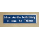 plaque de boite aux lettres standard bleue format 25 x 93 mm 2 lignes
