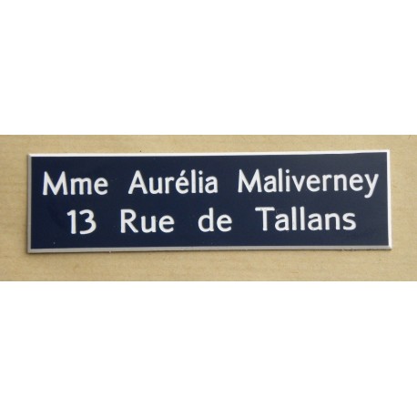 plaque de boite aux lettres standard format 25 x 93 mm 2 lignes