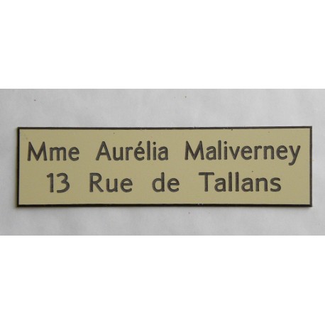 plaque de boite aux lettres standard ivoire format 25 x 93 mm 2 lignes