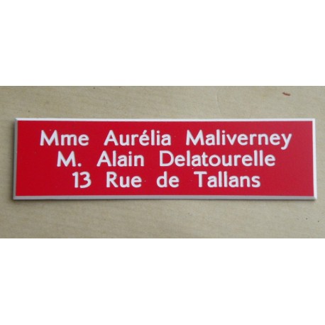 plaque de boite aux lettres,  autocollante  - gravure format 93x25 mm