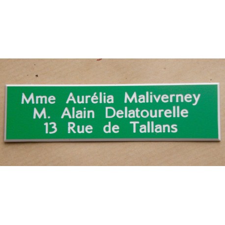 plaque de boite aux lettres standard, autocollante - gravure format 93x25 mm