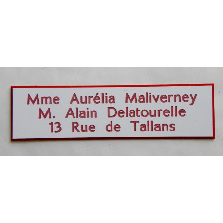 plaque de boite aux lettres,  autocollante  - gravure format 93x25 mm