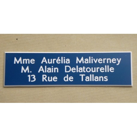 plaque de boite aux lettres,  autocollante  - gravure format 93x25 mm