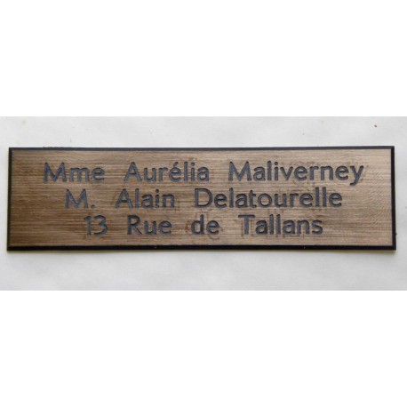 plaque de boite aux lettres,  autocollante - gravure format 93x25 mm