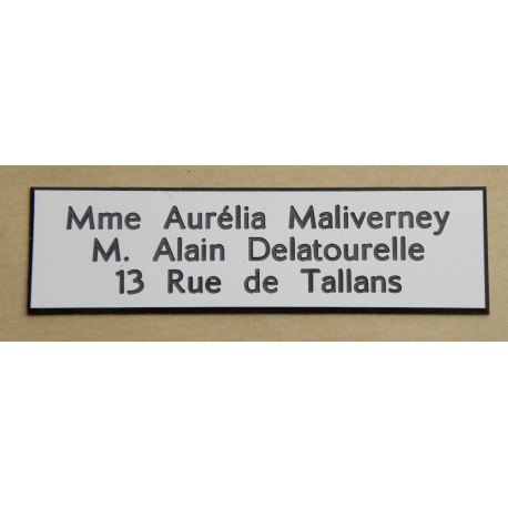 Plaque de boîte aux lettres standard 1 à 3 lignes personnalisée expédition en 24 heures