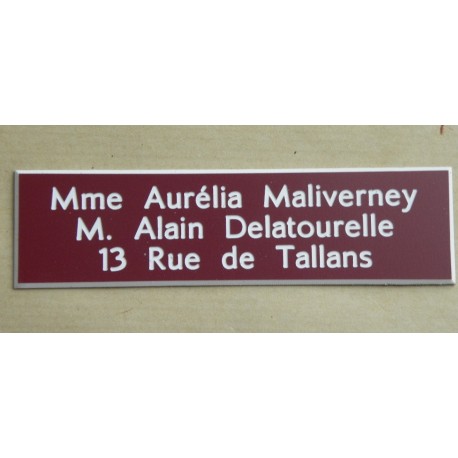 plaque de boite aux lettres, autocollante standard - gravure format 93x25 mm