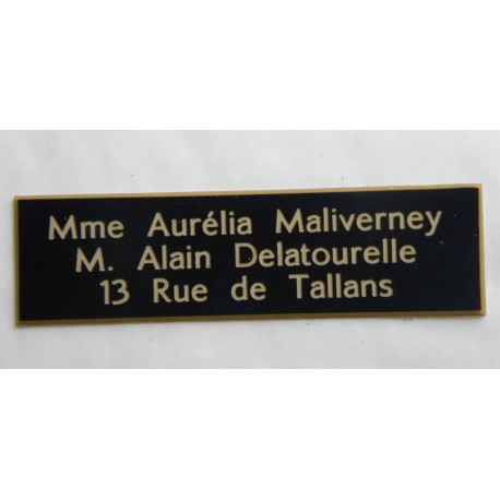 plaque de boite aux lettres standard, autocollante - gravure format 93x25 mm