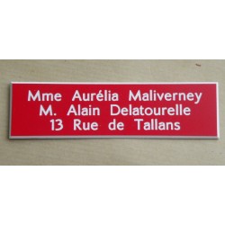 plaque de boite aux lettres,  porte, sonnette format 29 x 100 mm personnalisable 3 lignes