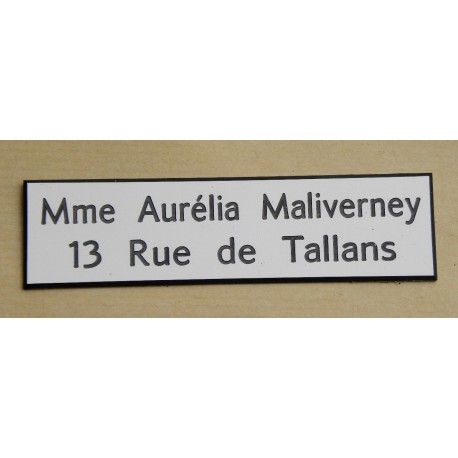 Plaque De Boîte Aux Lettres 29x100mm 2 lignes blanche