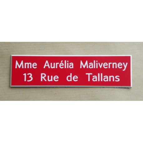 plaque de boite aux lettres,  porte, sonnette format 29 x 100 mm personnalisable 2 lignes