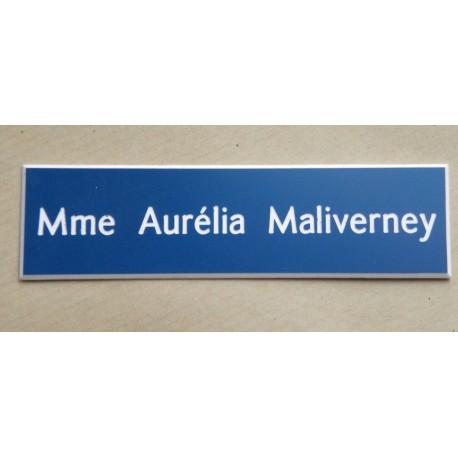 plaque de boite aux lettres,  bleue format 29 x 100 mm personnalisable 1 ligne