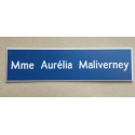 plaque de boite aux lettres,  bleue format 29 x 100 mm personnalisable 1 ligne