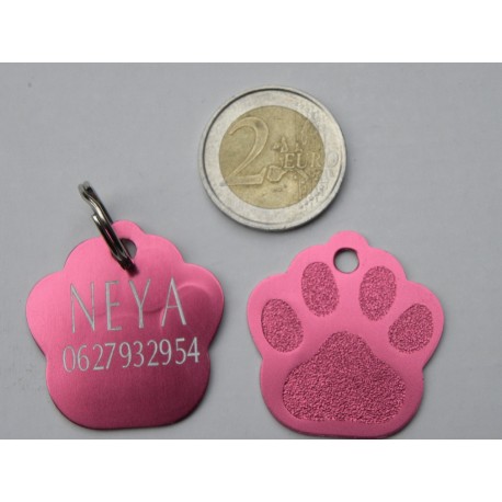 Médaille "patte" rose grand modèle pour Chien gravure 1 face
