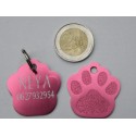 Médaille "patte" rose grand modèle pour Chien gravure 1 face