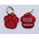 Médaille "patte" rouge grand modele pour Chien gravure 1 face