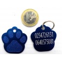 MÉDAILLE "PATTE" BLEU GRAND MODÈLE POUR CHIEN GRAVURE 1 FACE