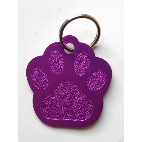 Médaille "patte" fuschia grand modèle pour Chien gravure 1 face