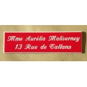 plaque de boite aux lettres, rouge format 25 x 93 mm personnalisable 2 lignes "anglaise"