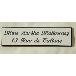 plaque de boite aux lettres, blanche format 25 x 93 mm personnalisable 2 lignes "anglaise"