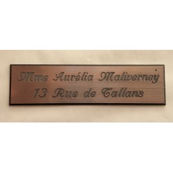 plaque de boite aux lettres, cuivrée format 25 x 93 mm personnalisable 2 lignes "anglaise"