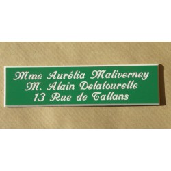 plaque de boite aux lettres, sonnette format 25 x 93 mm personnalisable 3 lignes "anglaise"