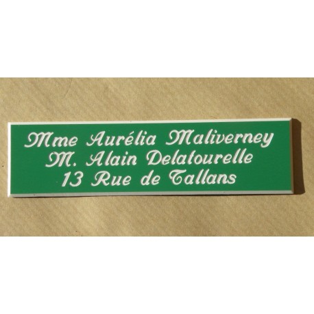 plaque de boite aux lettres, sonnette format 25 x 93 mm personnalisable 3 lignes "anglaise"