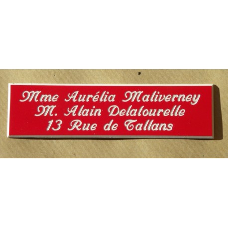 plaque de boite aux lettres, sonnette format 25 x 93 mm personnalisable 3 lignes "anglaise"