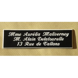 plaque de boite aux lettres,  porte, sonnette format 29 x 100 mm personnalisable 3 lignes "anglaise"