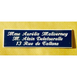 plaque de boite aux lettres,  porte, sonnette format 29 x 100 mm personnalisable 3 lignes "anglaise"