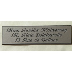 plaque de boite aux lettres,  porte, sonnette format 29 x 100 mm personnalisable 3 lignes "anglaise"