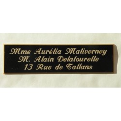 plaque de boite aux lettres,  porte, sonnette format 29 x 100 mm personnalisable 3 lignes "anglaise"