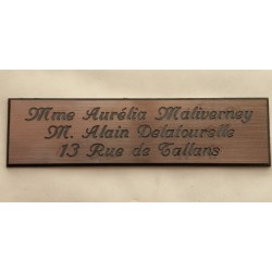 plaque de boite aux lettres,  porte, sonnette format 29 x 100 mm personnalisable 3 lignes "anglaise"