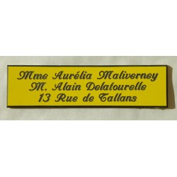 plaque de boite aux lettres,  porte, sonnette format 29 x 100 mm personnalisable 3 lignes "anglaise"