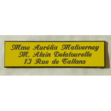 plaque de boite aux lettres,  porte, sonnette format 29 x 100 mm personnalisable 3 lignes "anglaise"