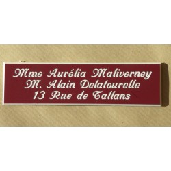 plaque de boite aux lettres,  porte, sonnette format 29 x 100 mm personnalisable 3 lignes "anglaise"