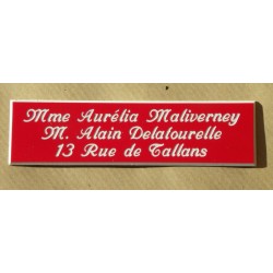 plaque de boite aux lettres,  porte, sonnette format 29 x 100 mm personnalisable 3 lignes "anglaise"