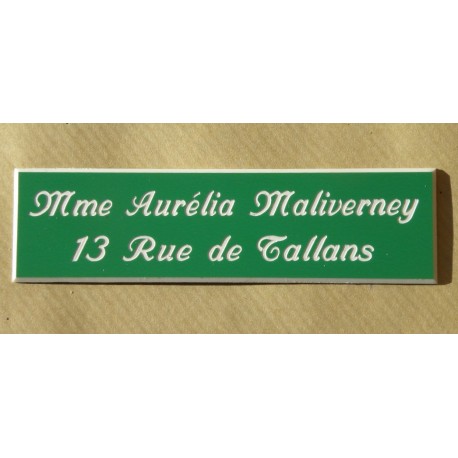 plaque de boite aux lettres,  porte, sonnette format 29 x 100 mm personnalisable 2 lignes "anglaise"
